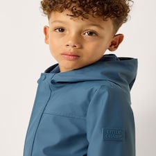 F&F Boys Hooded Shower Resistant Raincoat in Blue