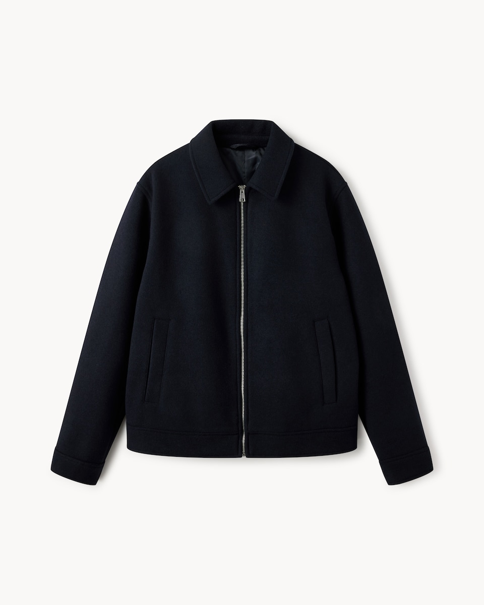 image 1 of F&F Wool Blend Harrington Jacket in Navy