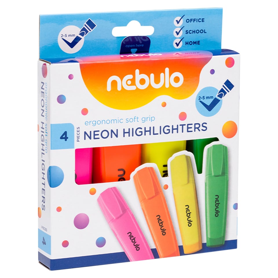 Nebulo Neon Highlighters 4 pcs