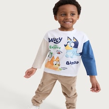 Bluey Pure Cotton Let's Explore Long Sleeved Top in Cream