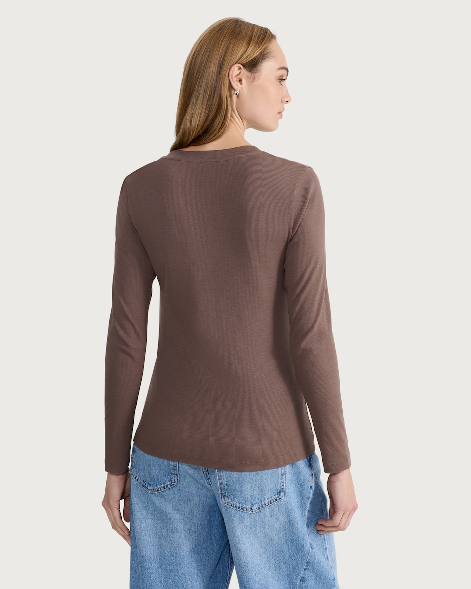 image 1 of F&F Cotton Rich Crew Neck Long Sleeved Top in Neutral