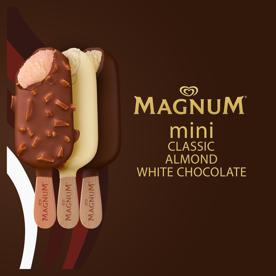 image 1 of Magnum Mini Classic, Almond & White Chocolate Ice Cream sticks 10x55ml