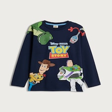 Disney Toy Story Print Pure Cotton Long Sleeved Top in Navy
