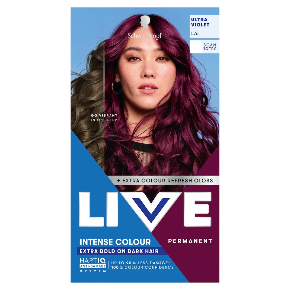 image 1 of Schwarzkopf LIVE Intense Colour L76 Ultra Violet Permanent Hair Dye