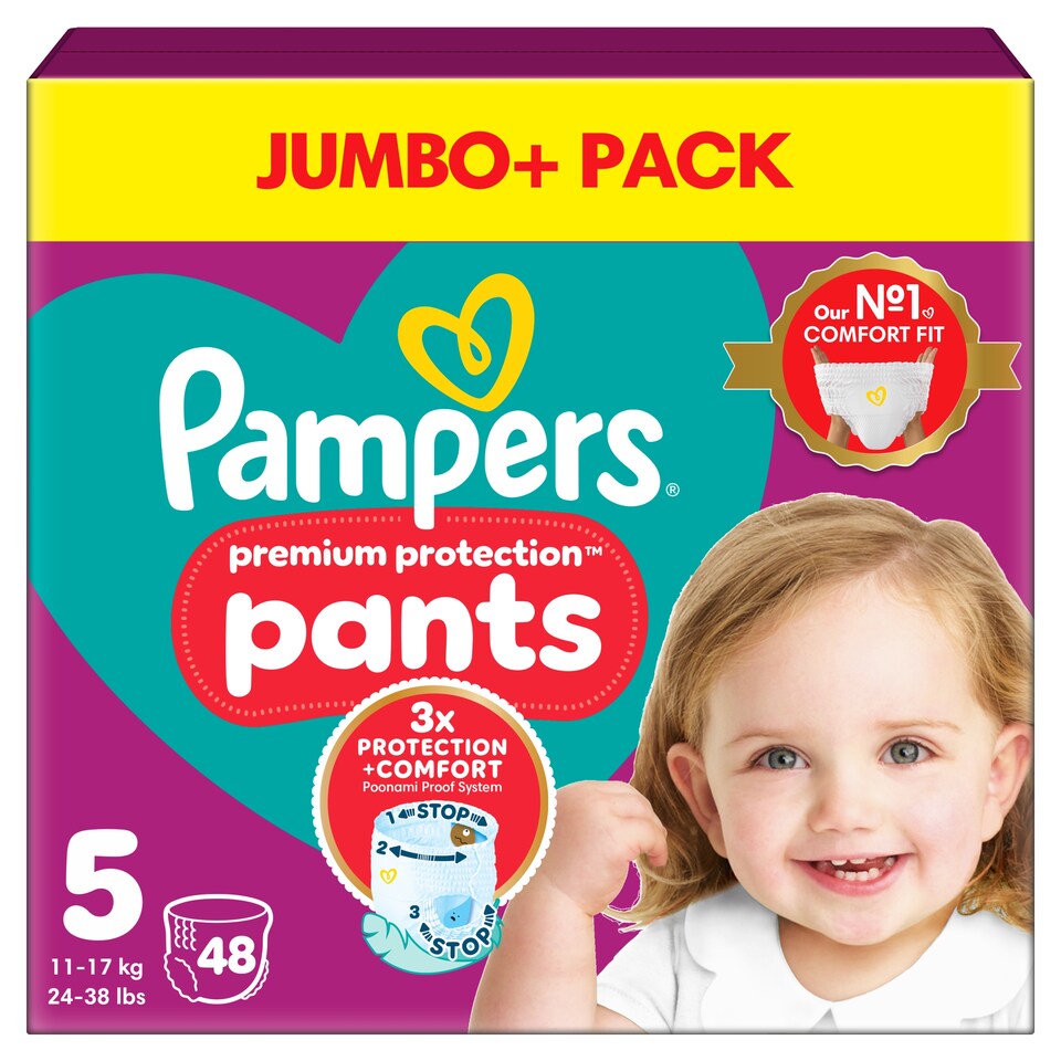 image 1 of Pampers Premium Protection 48 Nappy Pants Size 5