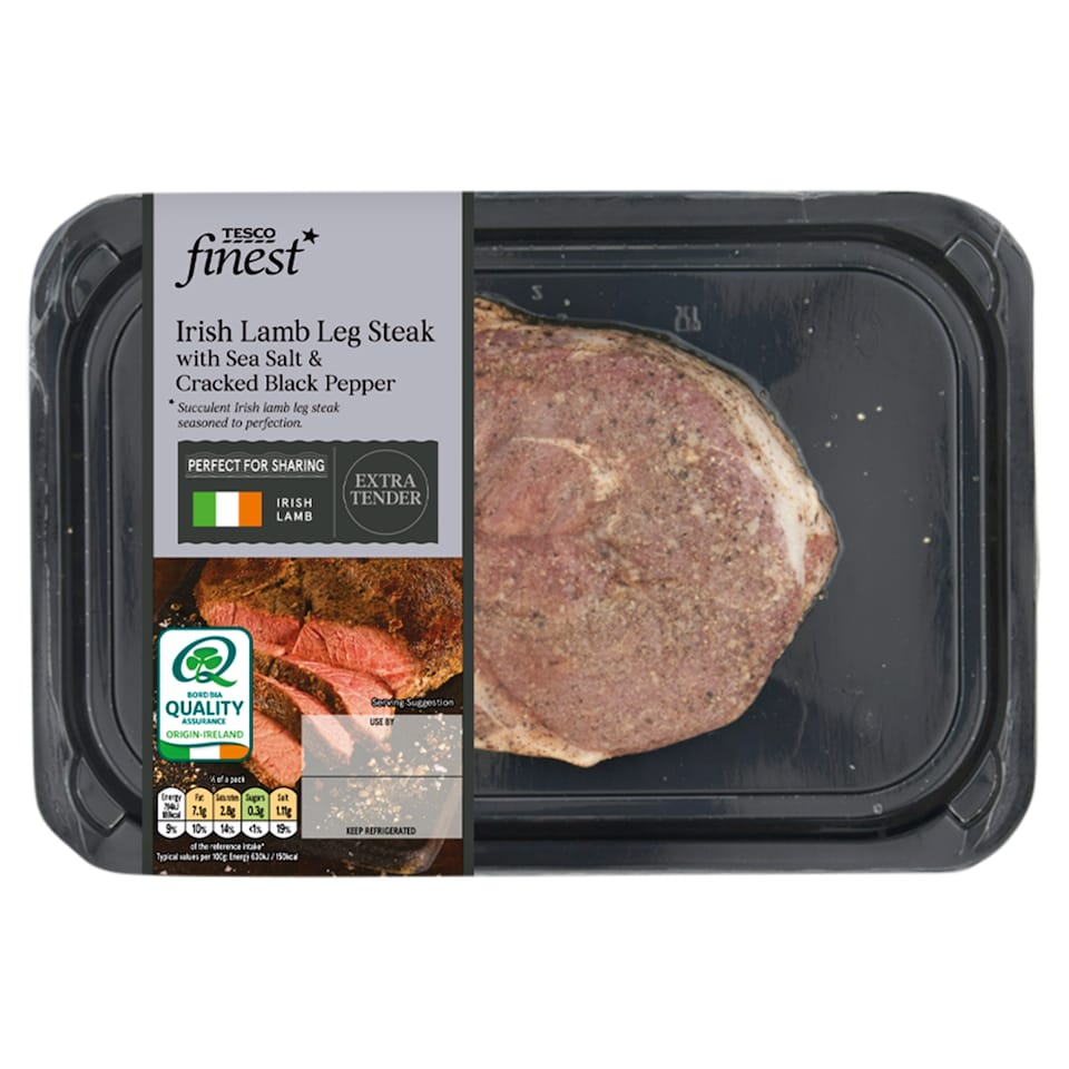 Tesco Finest Irish Lamb Leg Steak with Sea Salt & Cracked Black Pepper 300g