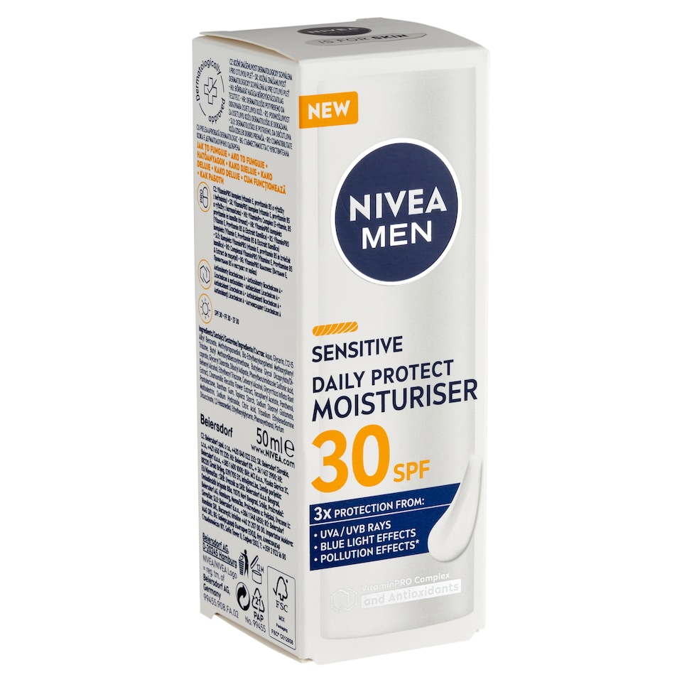 NIVEA MEN Sensitive nappali hidratáló arckrém FF30 50 ml 1. kép