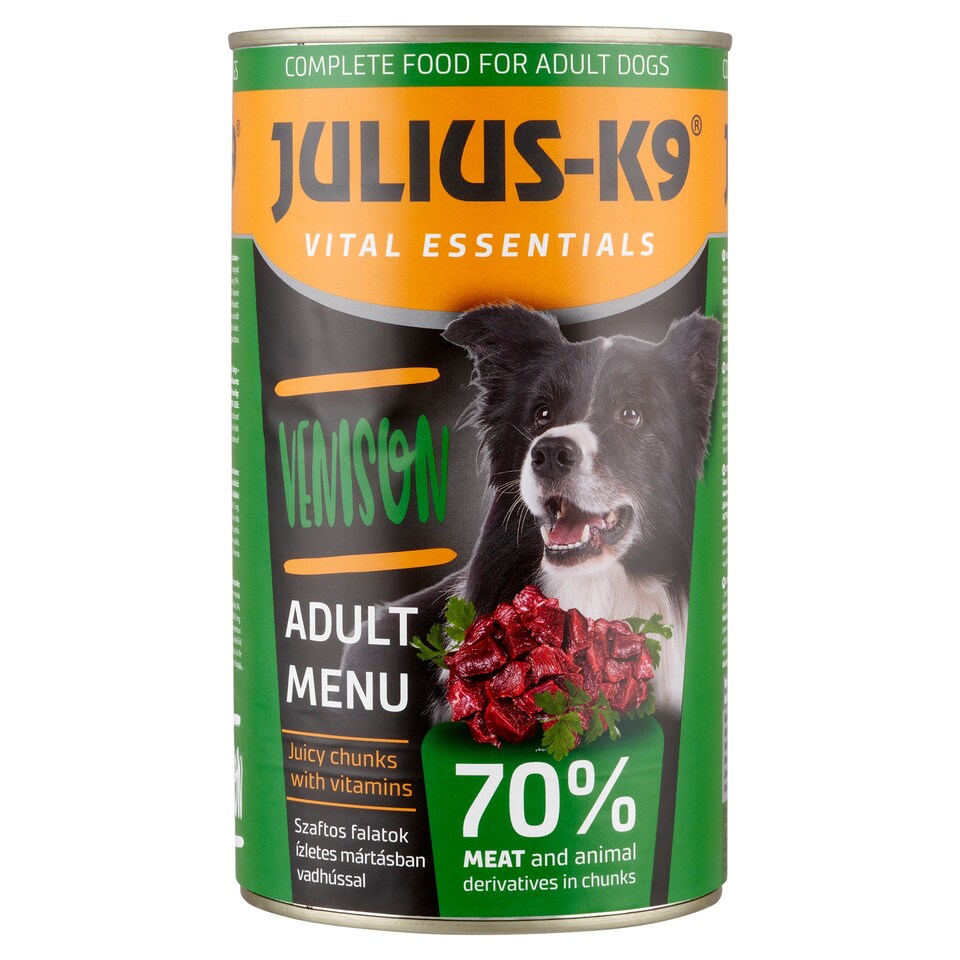 Julius-K9 teljes értékű állateledel felnőtt kutyák számára mártásban vadhússal 1230 g