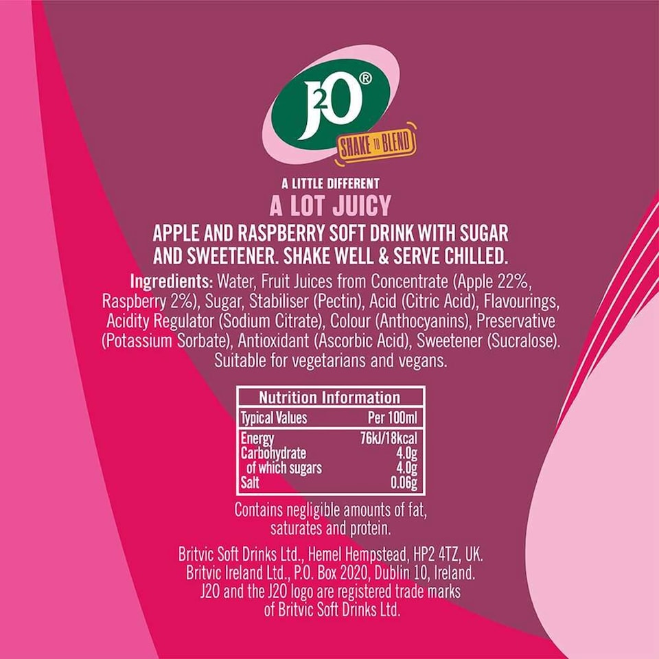 image 1 of J2O Apple & Raspberry 4x275ml