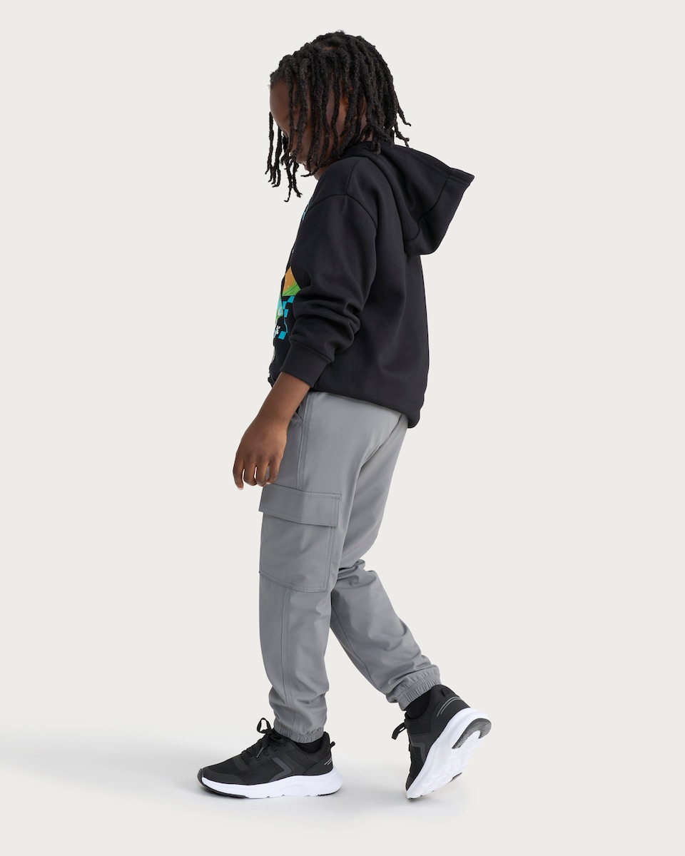 image 1 of F&F Boys Lined Cuffed Cargo Trousers  in Grey