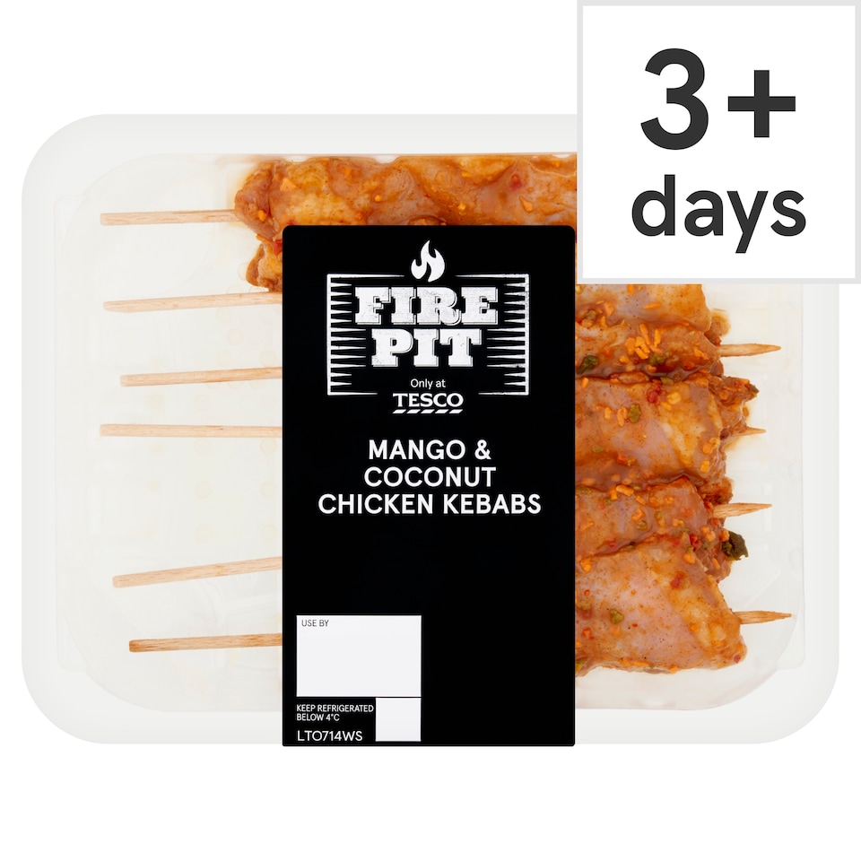 Tesco Fire Pit Mango and Coconut Chicken Kebabs 350g