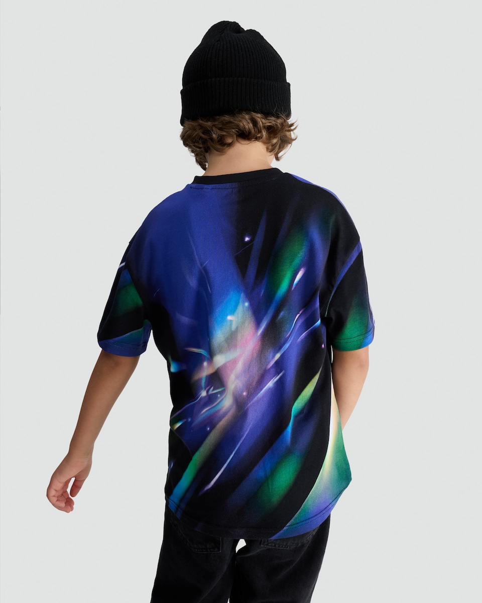 image 1 of F&F Boys Pure Cotton Graphic T-Shirt in Black