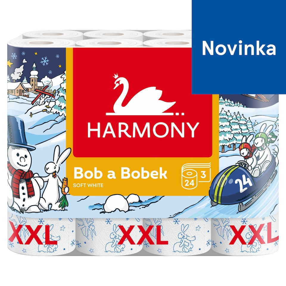 Harmony Bob a Bobek Soft White XXL toaletný papier 3 vrstvy 24 ks