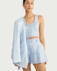 image 2 of F&F Pure Linen Pleated Shorts in Blue