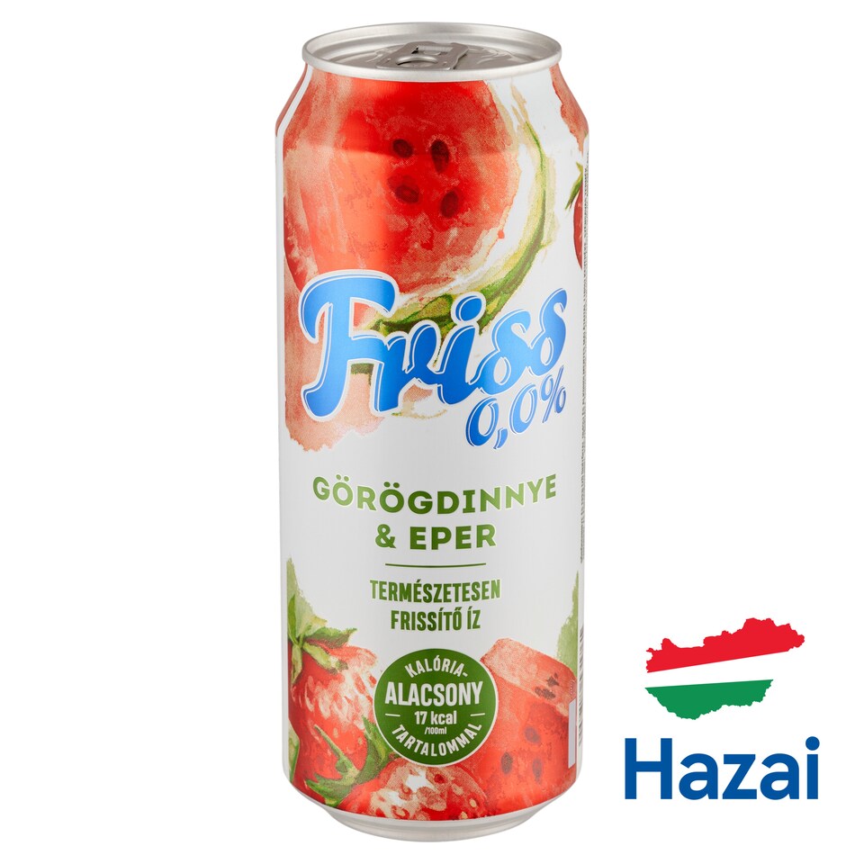 Friss 0,0% görögdinnye és eper ízű üdítőital és alkoholmentes malátaital keveréke 0,5 l