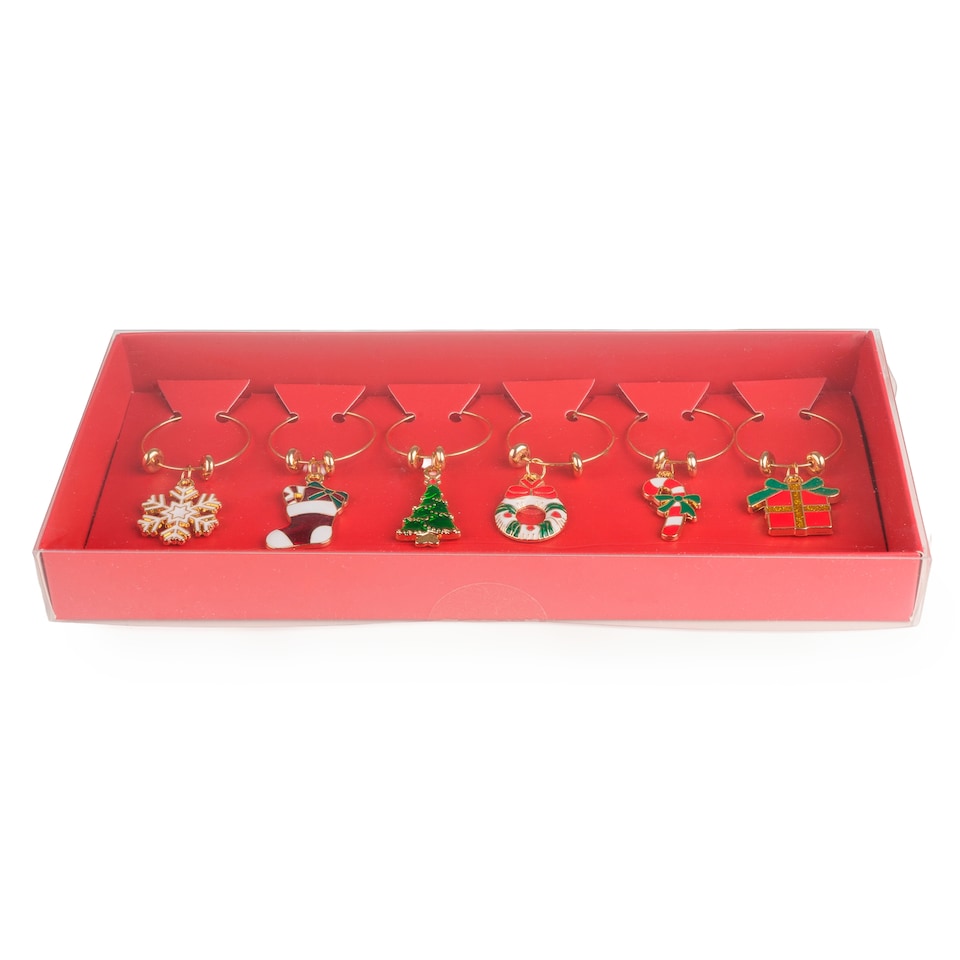 Candlelight Christmas Wine Charms 6 Pack