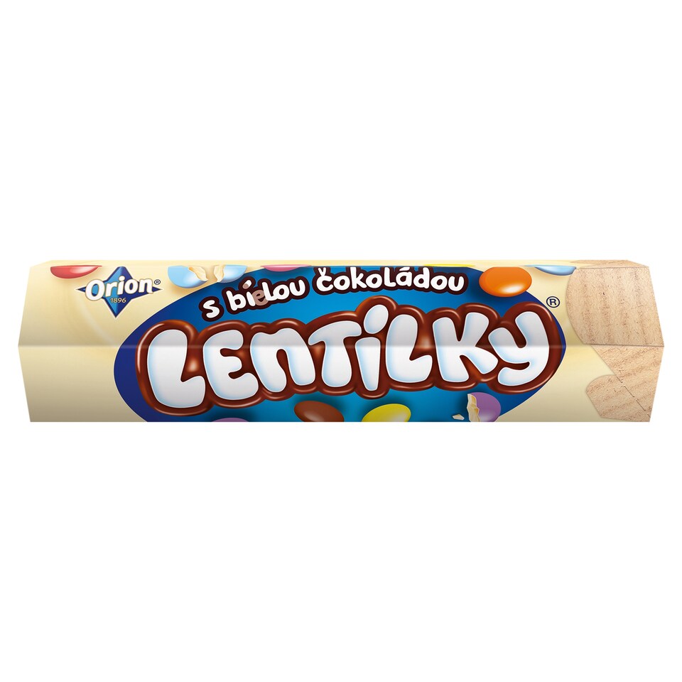 ORION LENTILKY Dražé z bielej čokolády, krabička 34 g