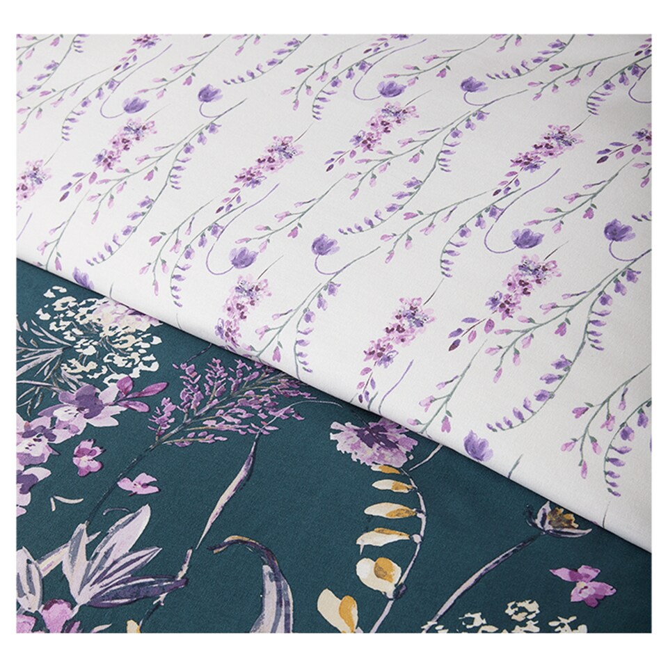 image 1 of Tesco WWF Green Floral Duvet Set Double