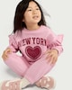 image 1 of F&F Girls Cotton Rich New York Sweatshirt in Pink