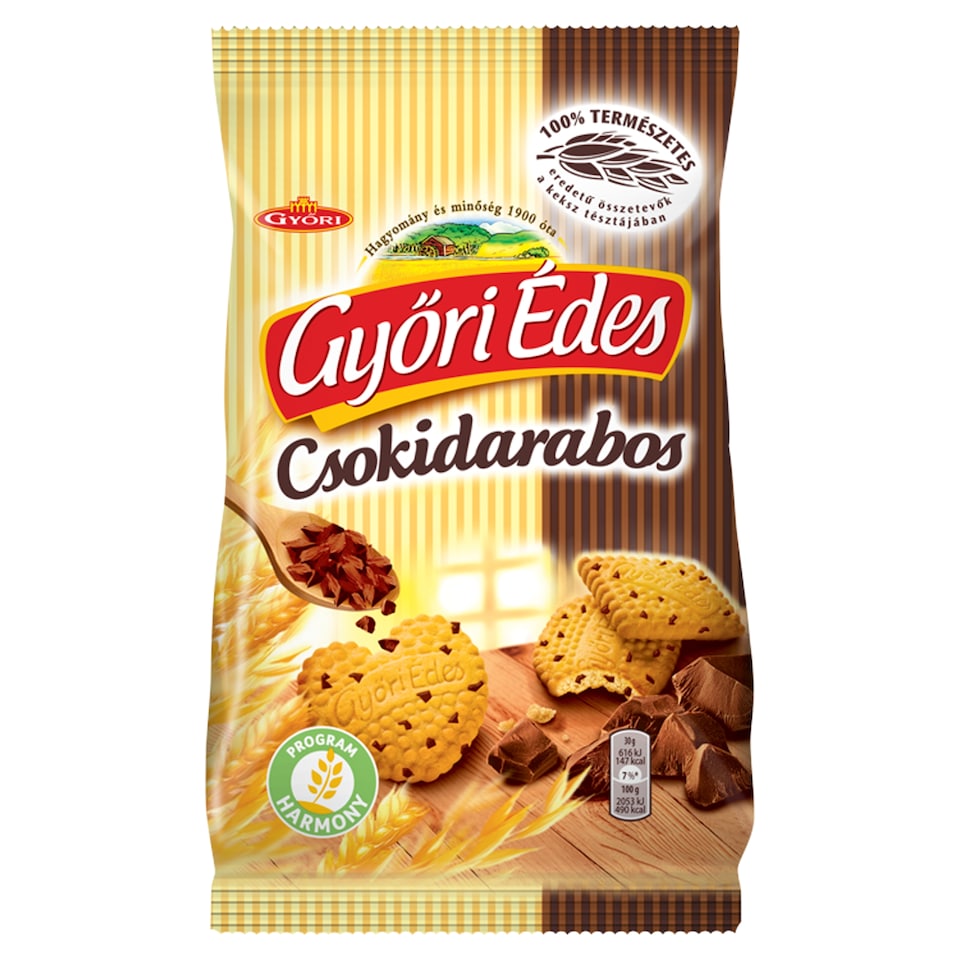 Győri Édes Csokidarabos Friable Honey Biscuits with Chocolate Pieces 150 g