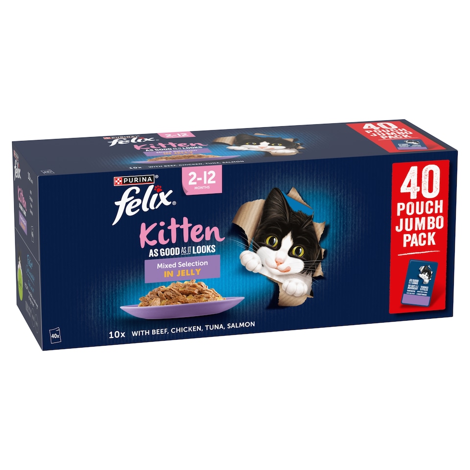 image 1 of FELIX As Good As it Looks Kitten Mixed in Jelly Wet Cat Food 40x85g