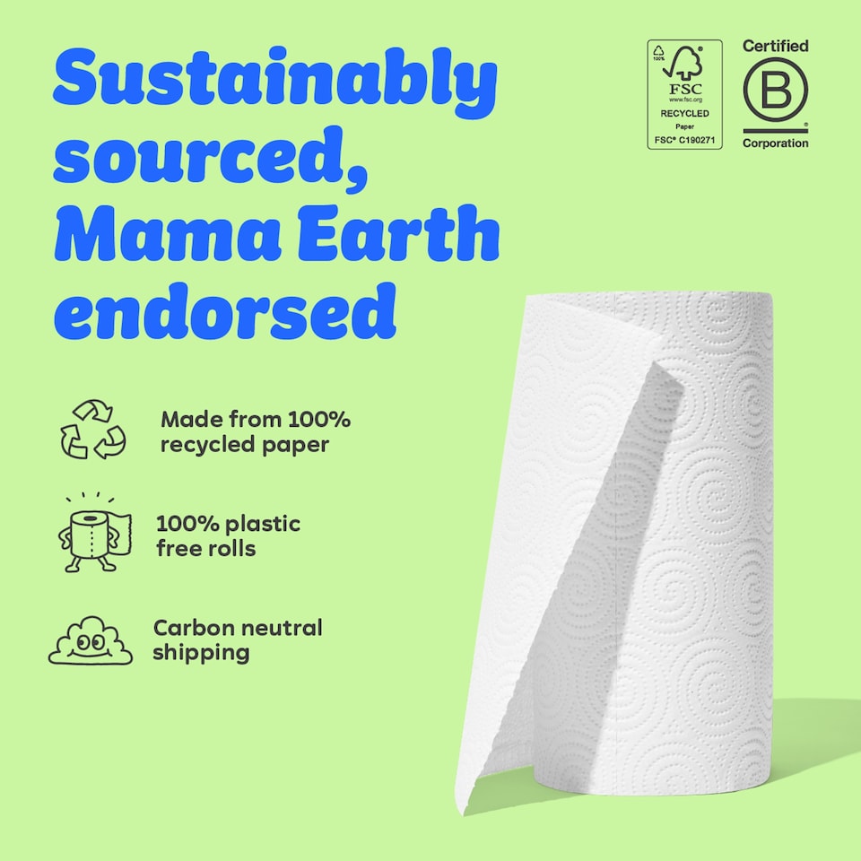 image 1 of Who Gives A Crap Big & Strong Kitchen Roll 100 sheets 2 Rolls