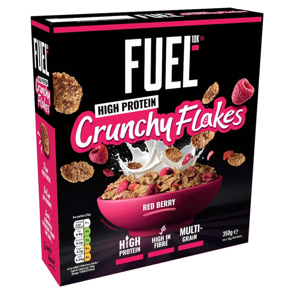 image 1 of FUEL10K Red Berry Multigrain Flakes High Protein Breakfast Cereal 350g