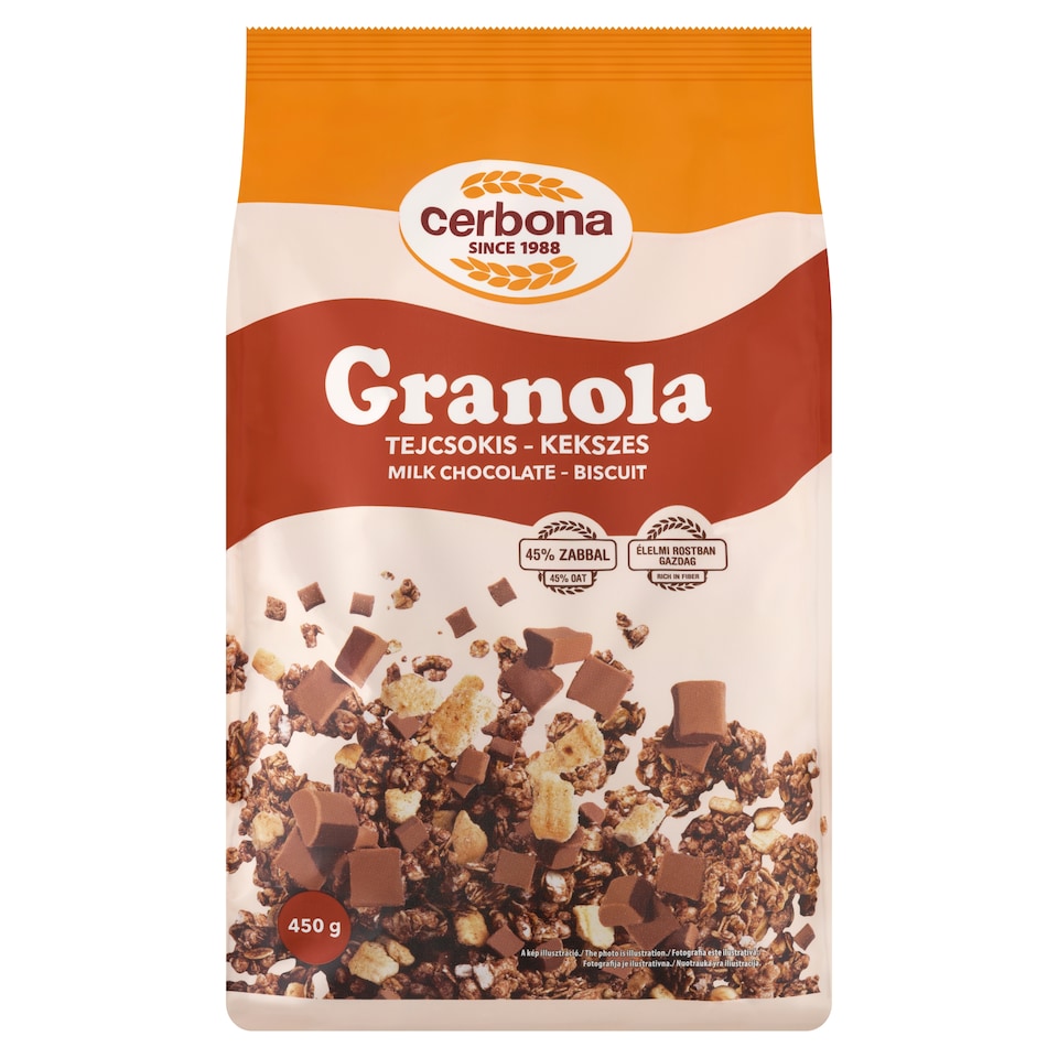 Cerbona tejcsokis-kekszes granola 450 g