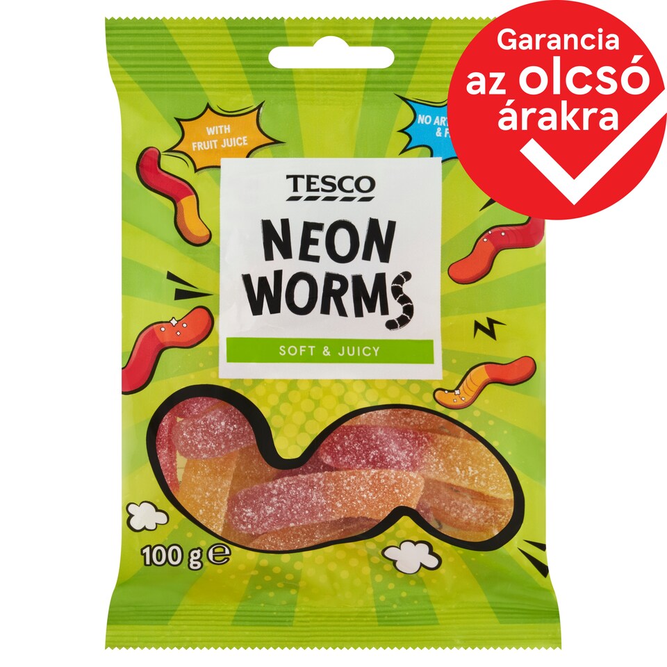 Tesco Neon Worm Fruit Flavoured Jellies 100 g
