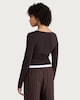 image 3 of OH ME OH MY Cotton Rich Ruched Side Long Sleeved Top in Chocolate