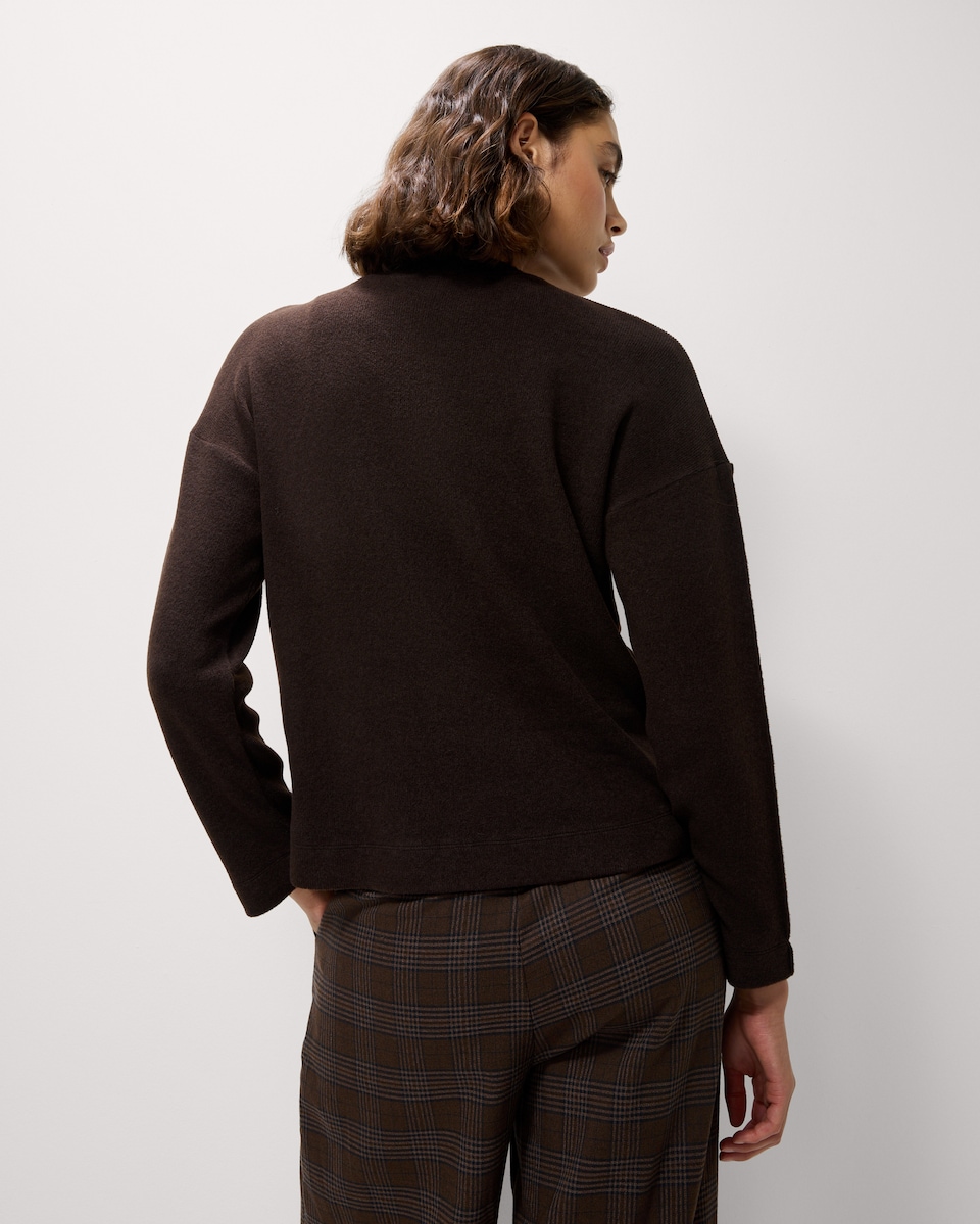 image 1 of F&F Brushed Dropped Shoulder Long Sleeved Top in Chocolate