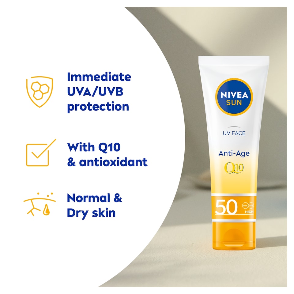 image 1 of Nivea Sun UV Face Q10 Anti-Age Sun Cream SPF50 50Ml