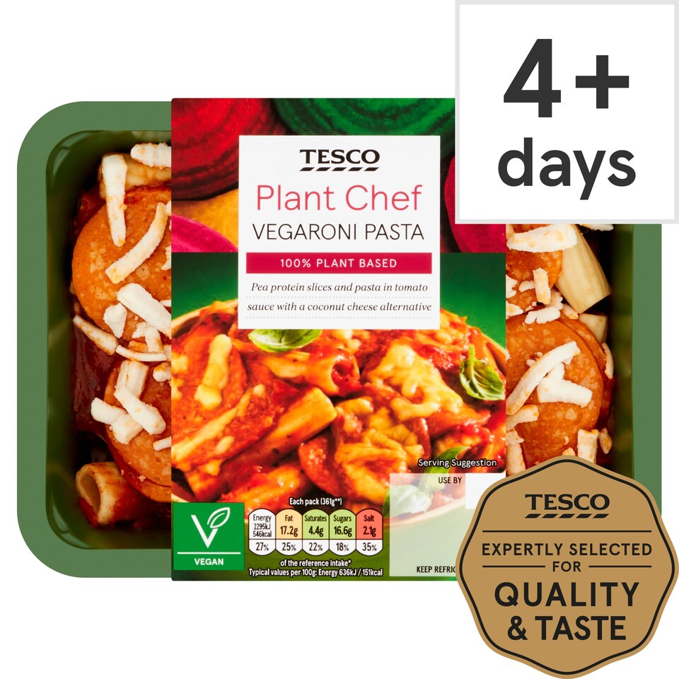 Tesco Plant Chef Vegaroni Pasta 400G Tesco Groceries