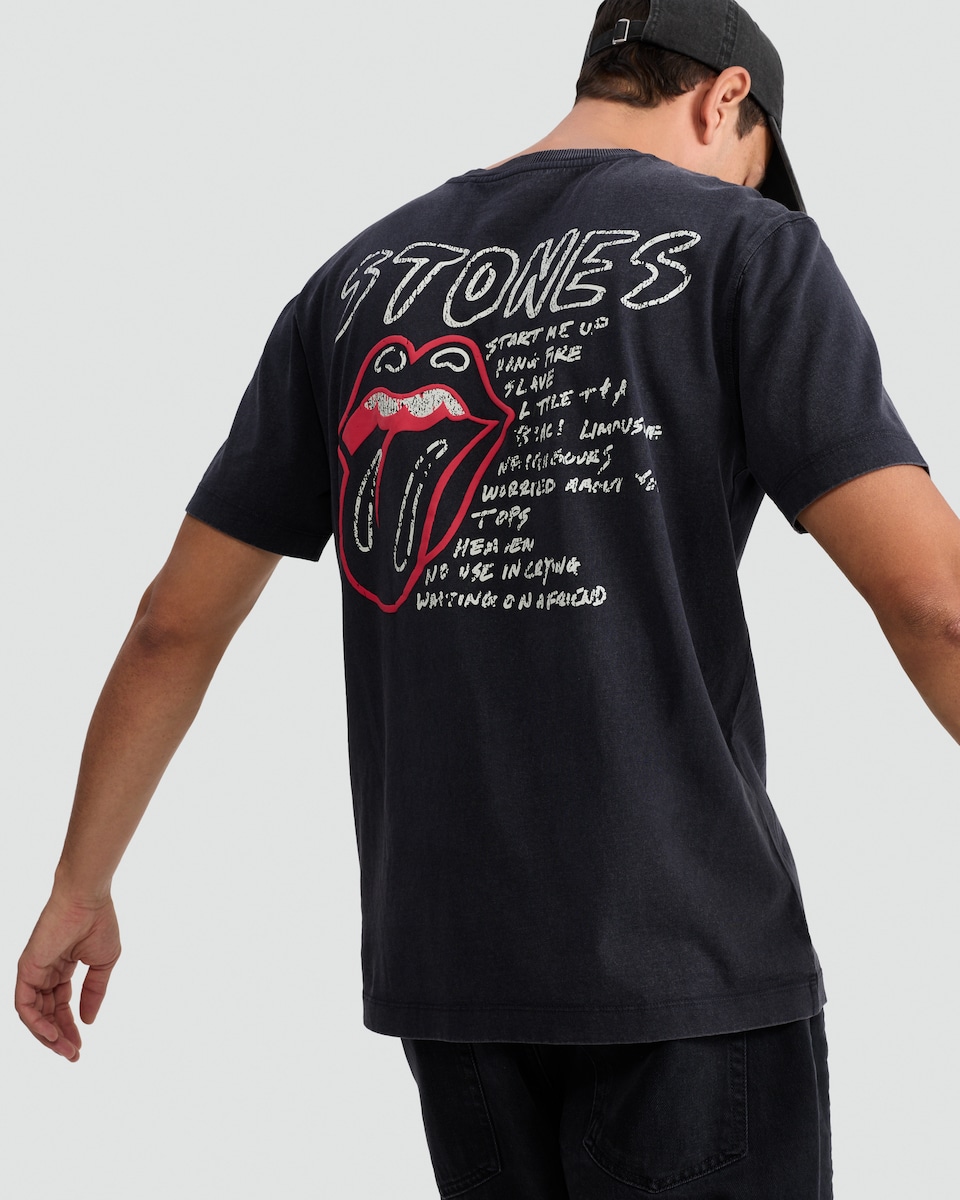 image 1 of Rolling Stones Tongue Logo T-Shirt in Black