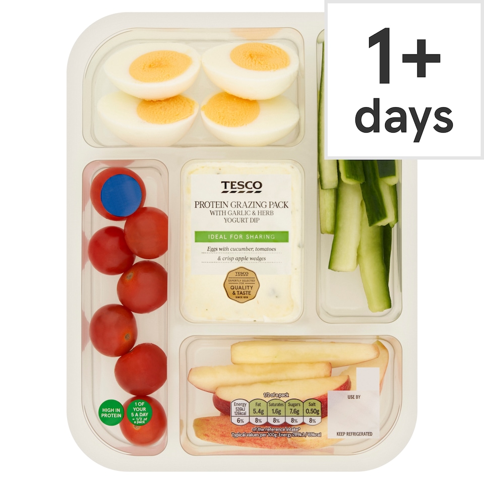 Tesco Protein Grazing Pack with Garlic & Herb Yogurt Dip 364g
