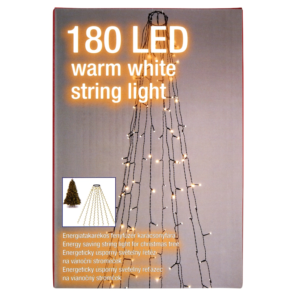 Snow Meister SM2584 180 LED-es meleg fehér energiatakarékos fényfüzér karácsonyfára  1. kép