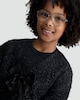 image 2 of F&F Girls Fluffy Bow Detail Cardigan in Black
