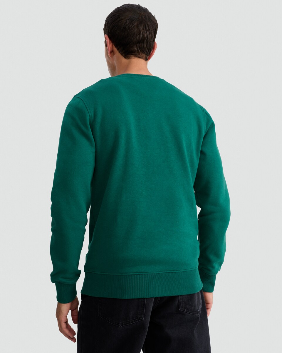 image 1 of F&F Cotton Rich Christmas Crew Slogan Sweatshirt in Green