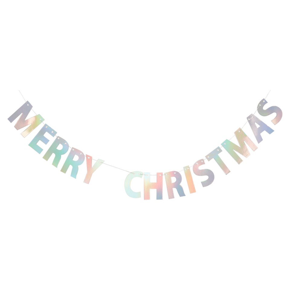 Tesco Silver Holo Merry Christmas Garland