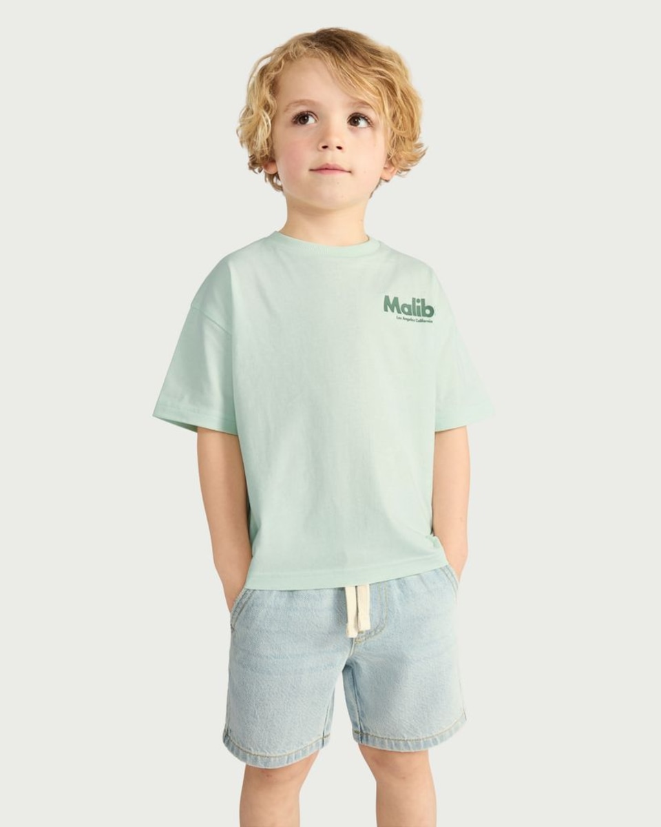 image 1 of F&F Girls 5-Pack Pure Cotton Malibu Print T-Shirts in Multi