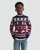 image 1 of F&F Boys Christmas Loading Print Jumper in Navy