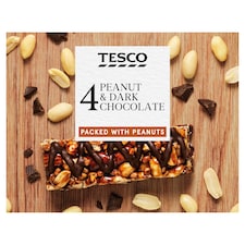 Tesco 4 Peanut & Dark Chocolate Cereal Bars 140G