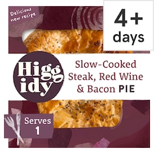 Higgidy Slow-Cooked Steak, Red Wine & Bacon Pie 200g