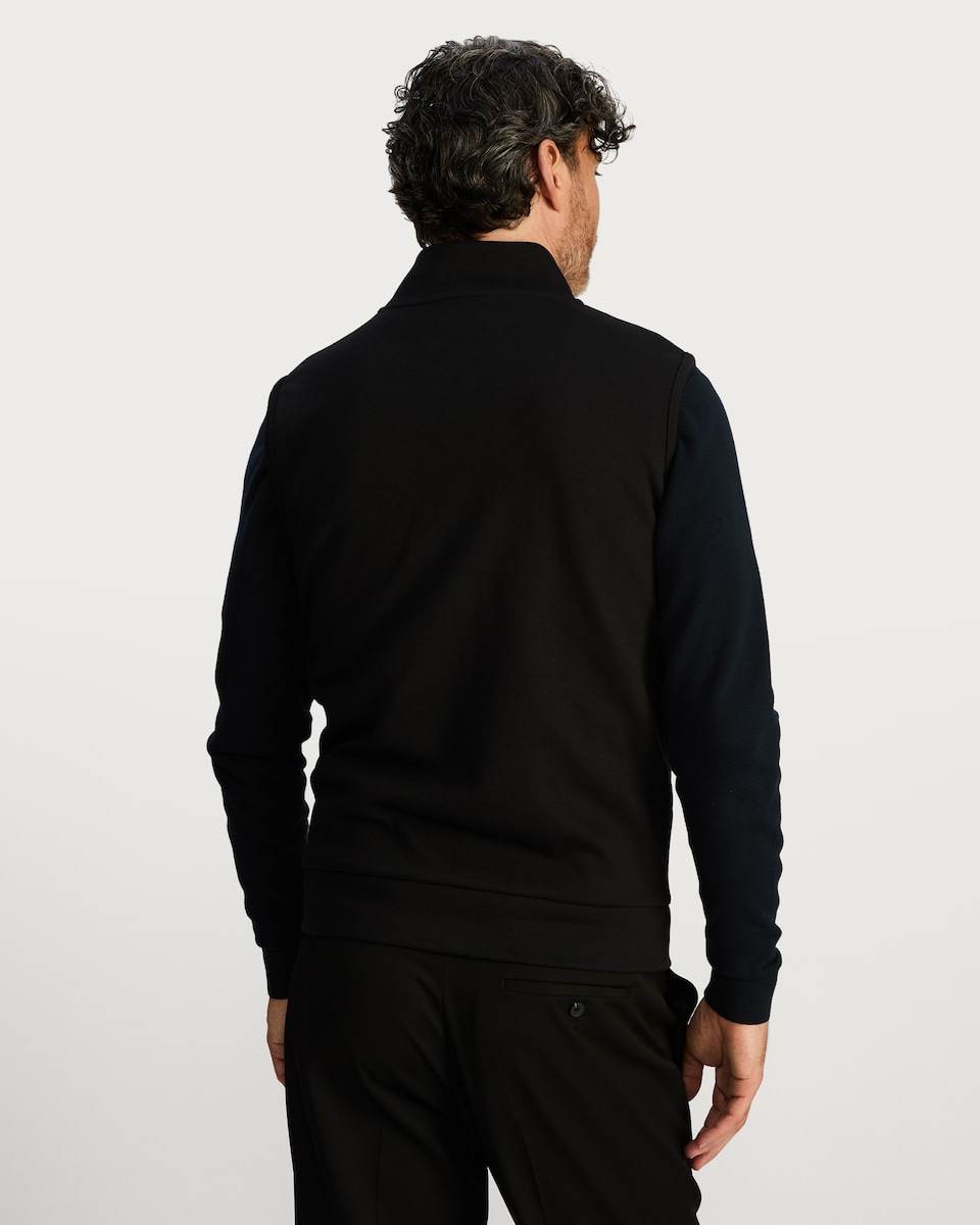 image 1 of F&F Cotton Blend Sleeveless Zip Up Gilet in Black