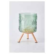 Fox & Ivy Pressed Glass Footed Hurricane