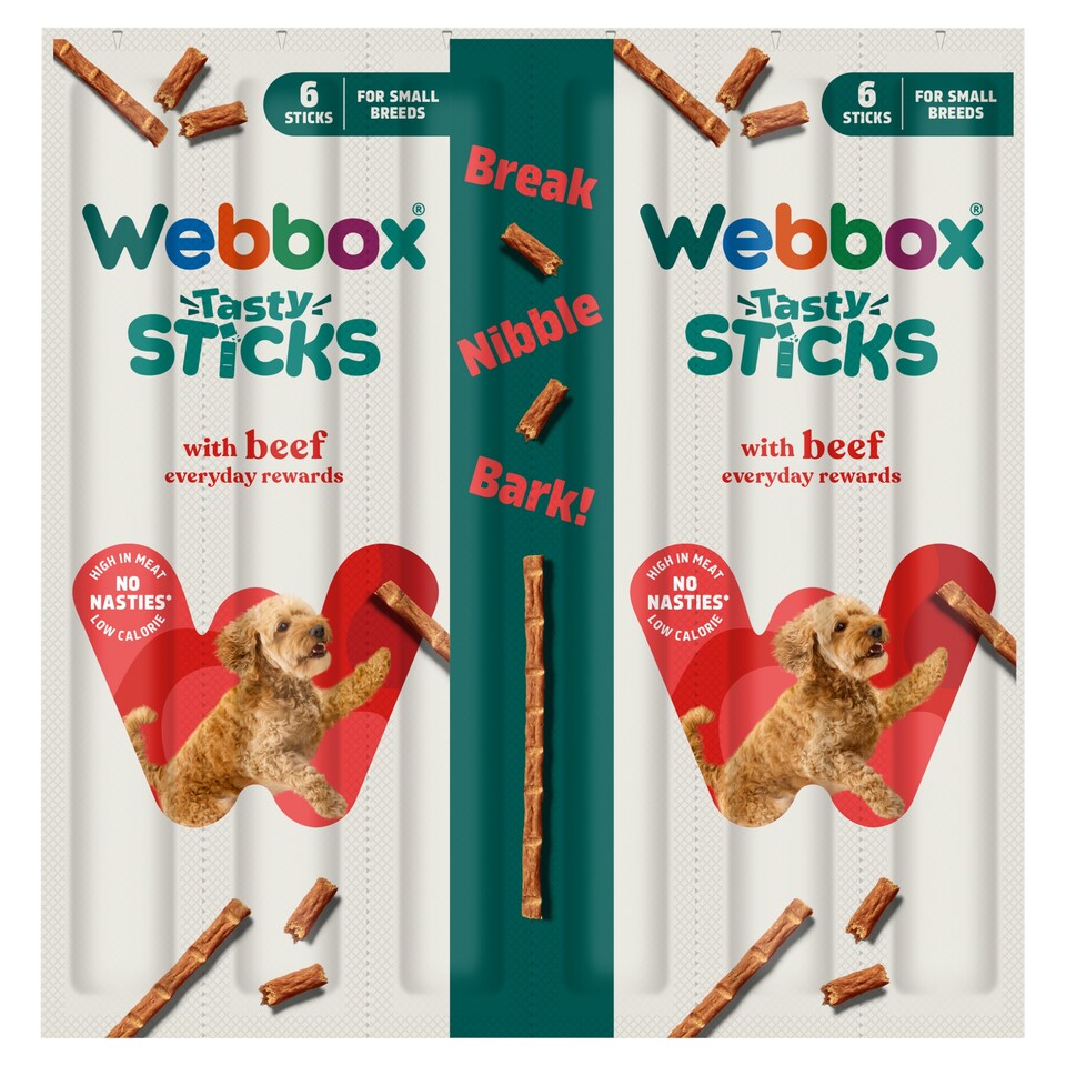 Webbox 6 Tasty Sticks with Beef For Dogs 30g