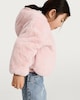 image 2 of F&F Girls Faux Fur Hooded Jacket in Pink