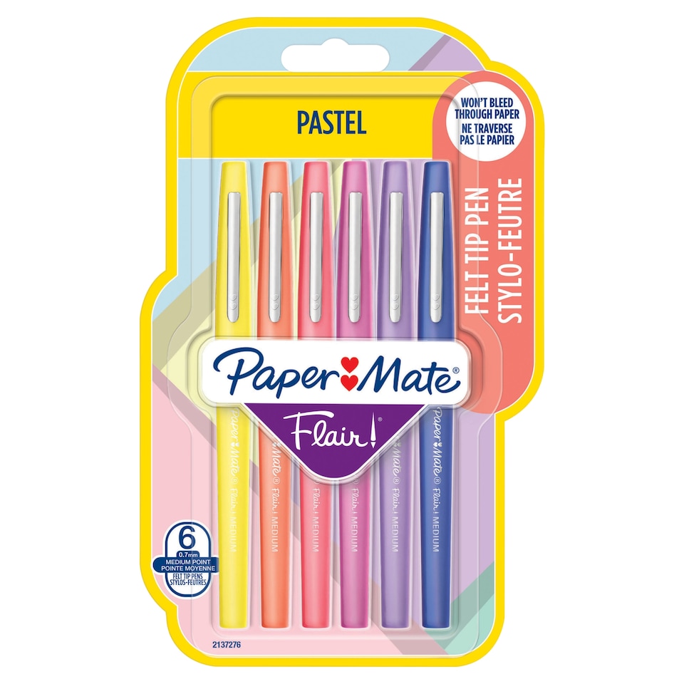 image 1 of Papermate Flair Pastel Felt Pens 6 Pack