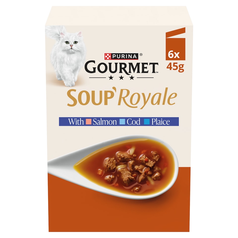 image 1 of GOURMET Soup Royale with Salmon, Cod & Plaice Wet Cat Food 6x45g