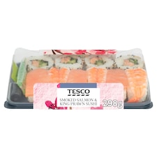 Tesco Smoked Salmon & King Prawn Sushi 298G